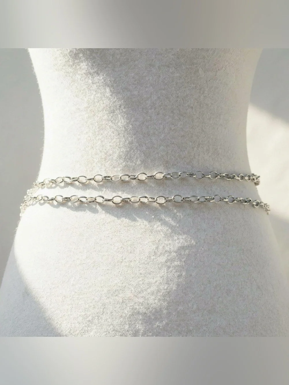Y2K 2000s style Black and silver skull waist chain belt with hearts